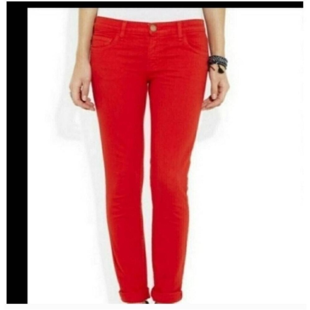 Current Elliott The Rolled Skinny Jeans in Caution Red